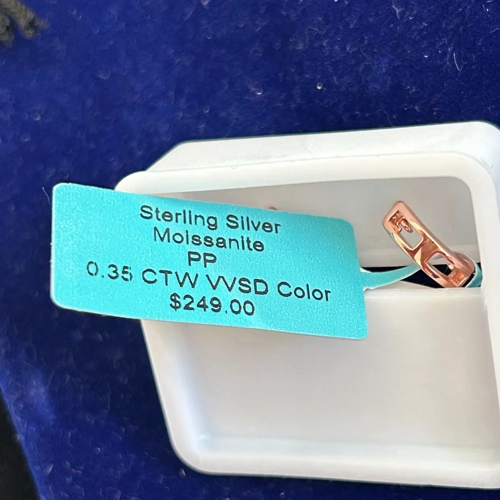 Moissanite‎ Diamond Rose Gold Huggie Earrings retail $249